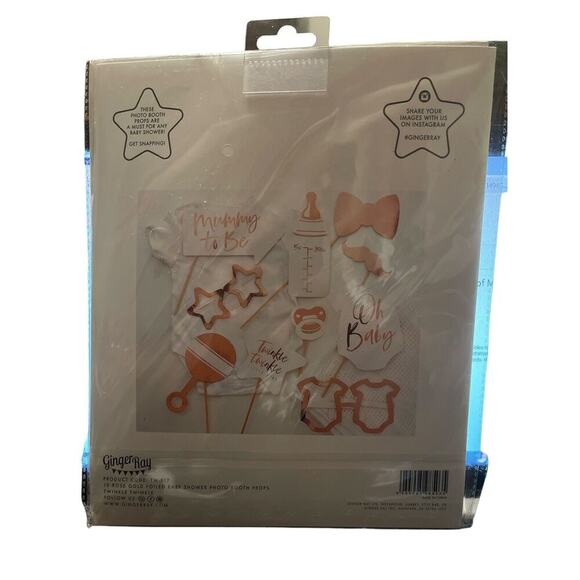 GINGER RAY 10 ROSE GOLD FOILED BABY SHOWER PHOTO BOOTH PROPS - Picture 2 of 2
